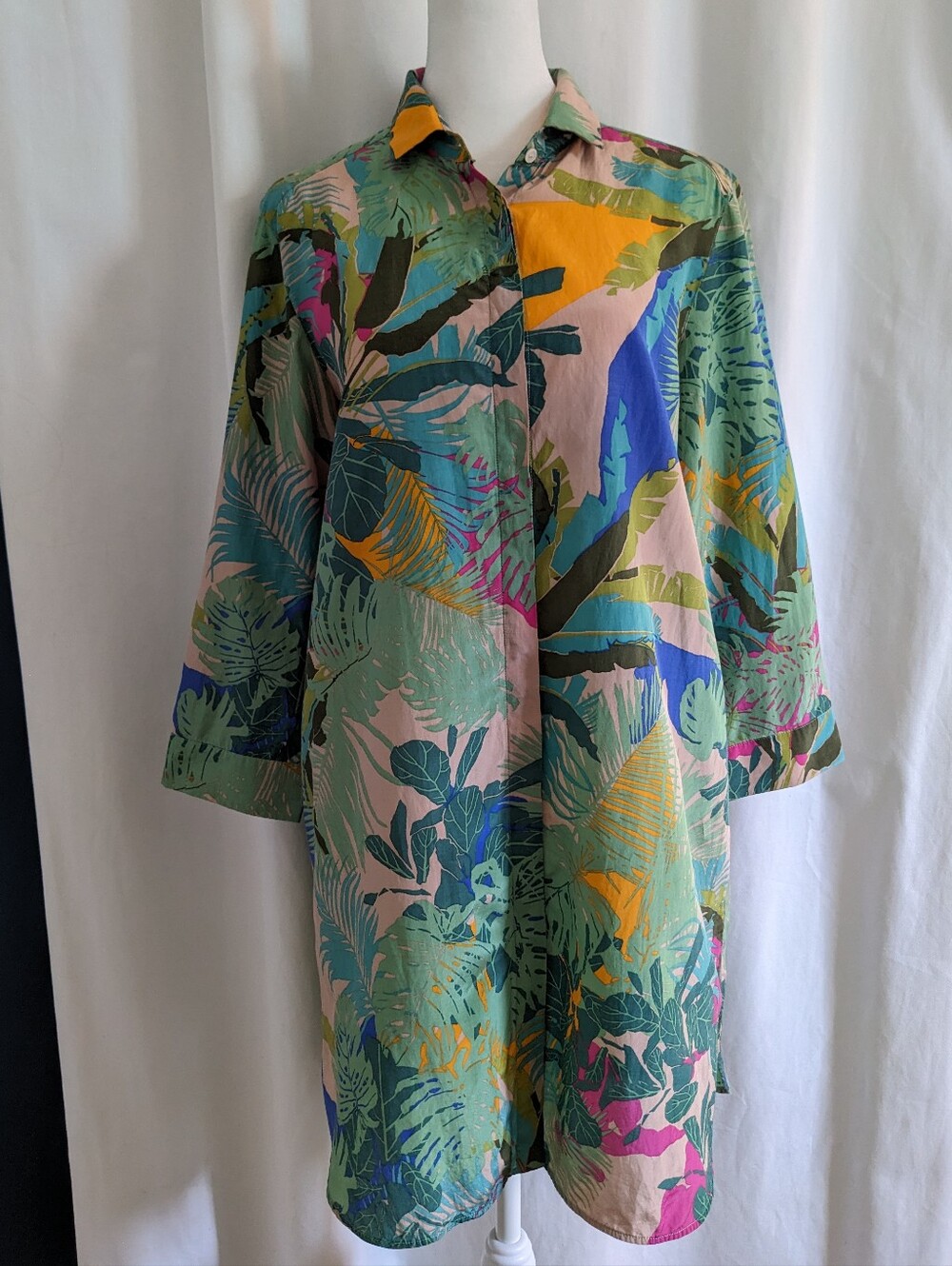 Weekend Max Mara Coastal Luxury Beach Tropical Shirt Tunic Dress Small